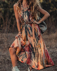 Tie-Dye Printed Maxi Dress