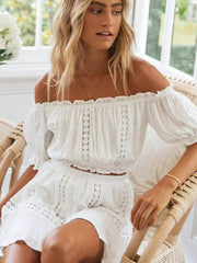 Elegant Off-Shoulder Top And Shorts 2 Piece Co-ord Set