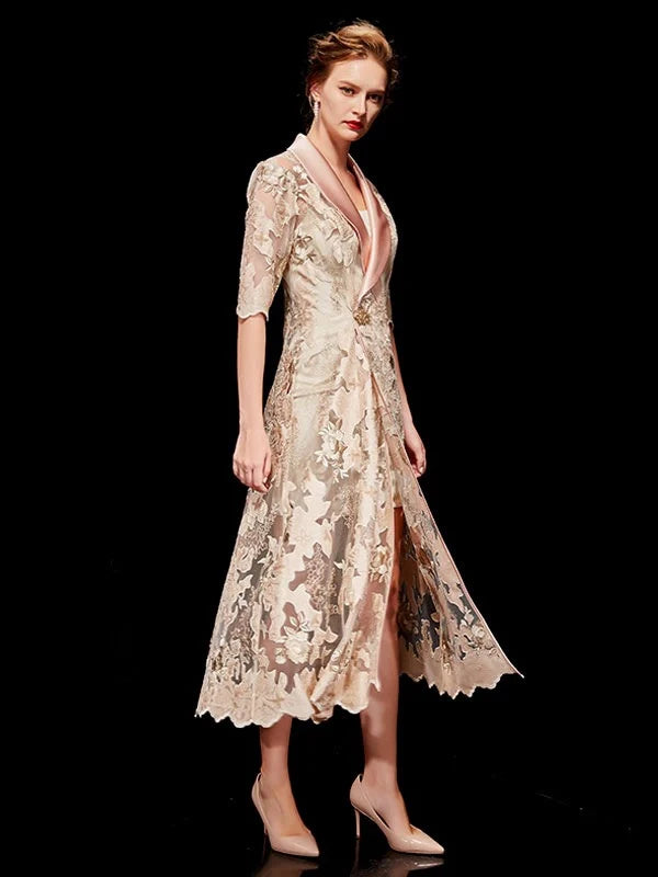 Two Piece Embroidered Formal Wedding Guest Dress