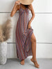 Bohemian Ethnic Spaghetti Strap Pattern Backless Split Thigh Maxi Dress