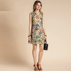 Vintage Gorgeous Crystal Beading Runway Mini Dress