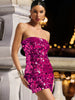 Luxury Backless Sequin Above Knee Strapless sleeveless Mini Dress
