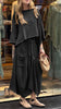 Casual Cotton and Linen Loose Solid Color Irregular Top Waist Pocket Skirt Two-piece Set