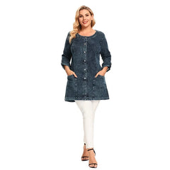 Stretch Knitted Denim with Shoulder Pads