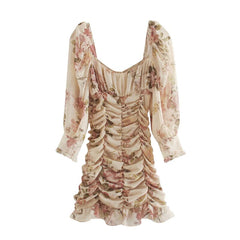 Chic Floral Print Chiffon Mini Dress