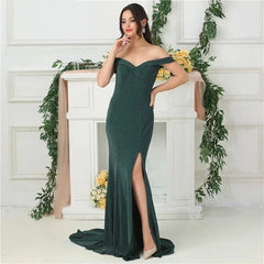 Off Shoulder Boat Neck Simple Evening Prom Dress