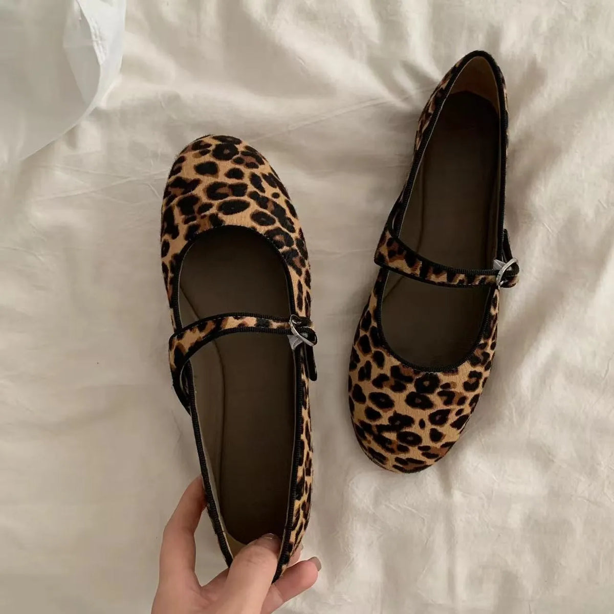 Spring Autumn Loafers Circle Velvet Mary Jane Ballet Flats Shoes