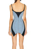 Casual Spaghetti Straps Low Neck Patchwork Irregular Hem Mini Dress