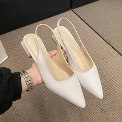 Pointed Retro Solid Color High Heel