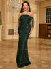Casual Tassel Sequin Sleeve Tassel Floor-Length Glitter Sequin Formal Dress