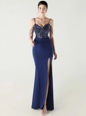 Luxury Elegant Backless Sleeveless  Erotic Vestidos Split Prom Party long Dresses