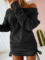 Bodycon Dresses Scoop Neck Drawstring Sheath Dress