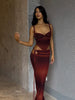 Elegant Strapless Hot Low Neck Irregular Shape Camis+Bandage Cut Out Maxi Dress