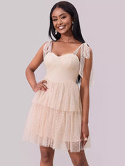 Elegant Sweetheart Neckline Layered Mini Party Dating Dress