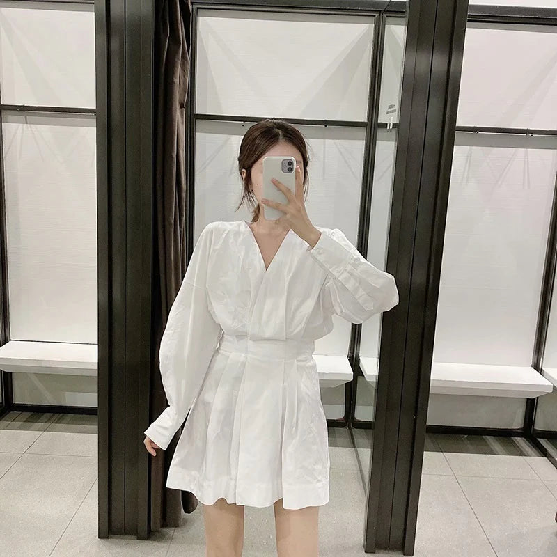 Stylish V Neck Casual Mini Dress