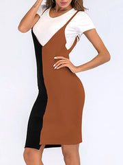 Casual Spaghetti Straps Two Tone Beach Mini Dress