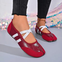 Black Silver Red Ballet Flats Trainers Split Toe Ballerina Tabi Walking Sneakers Mary Jane Shoes
