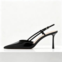 Pointed-Toe Patent Leather Pumps Stylish Ankle-Strap Thin High Heel