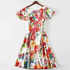 Runway V-Neck Party Mid-Calf Dress