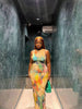 Elegant Colorful Sleeveless Patchwork Skinny Print Bodycon Maxi Dress