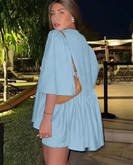 Short Sleeve Shirt With High Waist Streetwear Loose Cotton Shorts 2 Piece Set