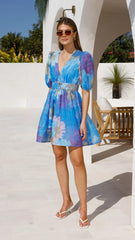 Abel Mini Dress - Blue Floral