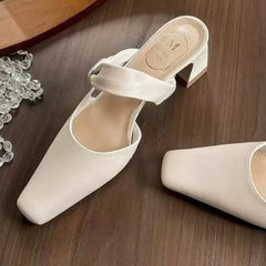Summers Evening Breeze Baotou Half Slippers French Low Heel
