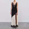 Casual Square Neck Sleeveless Patchwork High Waist Temperament Minimalist Maxi Dress