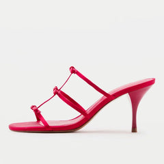 Lolita Style Bow-Adorned Slippers Open-Toe Thin High Heel