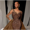 Elegant Patchwork Full Sleeve Beading Sequin See Through Long Maxi Dress