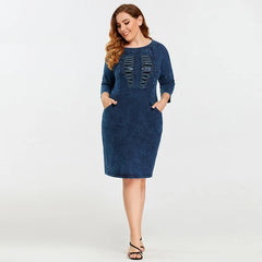 Sequined Glitter Stitching Sleeved Dress