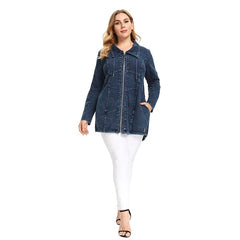 Denim Jacket Stretch Knitted with Shoulder Pad