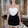 Casual Strapless Sleeveless Patchwork 3D Flower Tunic Mini Dresses