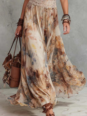 Floral print halter-neck fitted dress