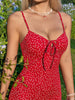 Casual Polka Dot V-neck Slim Waist Suspender Camisole Mini Dress