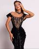 Elegant Crystals Lace Mermaid Sheer Neck Prom Evening Maxi Dresses