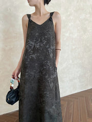 Colorblock Spliced Printed V Neck Sleeveless Loose Temperament Basics Dresses