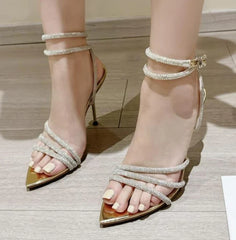Pointed Toe Rhinestone High Heel