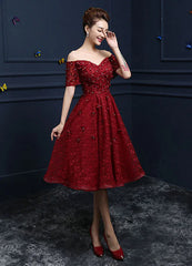 Lace Cocktail  Flower Beading Prom Party Dress