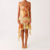 Casual Floral Strapless Backless Boho Sleeveless Bodycon Short Mini Dress