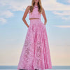 Hollow Embroidery Temperament O Neck Sleeveless Vest Skirt Set