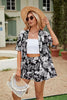 Casual Printed Short Sleeve Shirt And Shorts Two Piece Set
