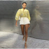 Casual Print Lace Up Shirts Chic V-neck Lantern Sleeve Blouses Tops Two Piece Set