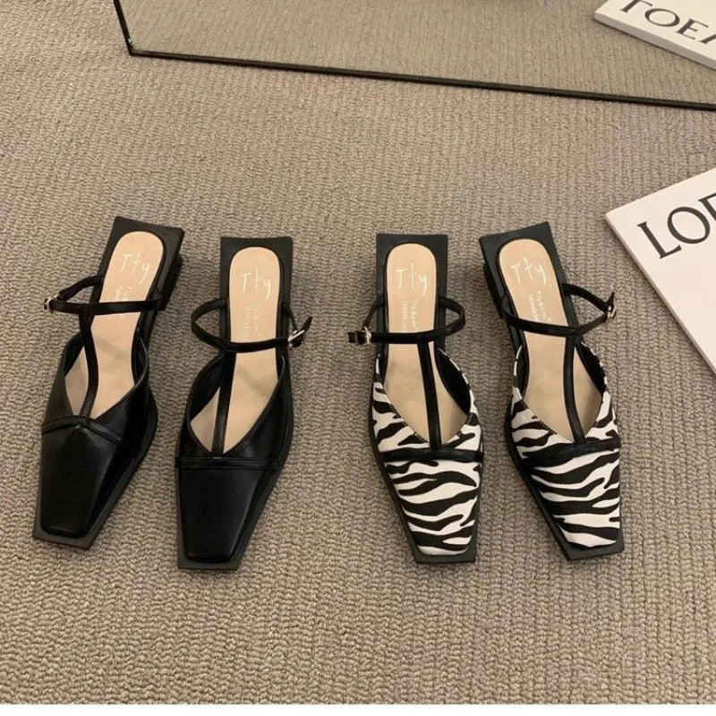 Mules Slipper Shallow Square Toe Slides Flat Sandals Outdoor Dress Sandal Sandalias