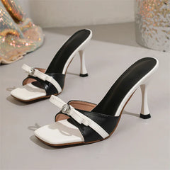 Slippers CRYSTAL Butterfly-kont Square Toe Slide Shoes
