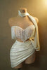 Sparkly Rhinestones Chain Tassel Strapless Celebrate Party NightClub Luxury Mini Dress