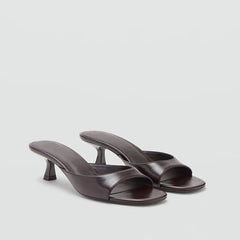 Retro Brown Leather Designer Slides Beach Party Shoes