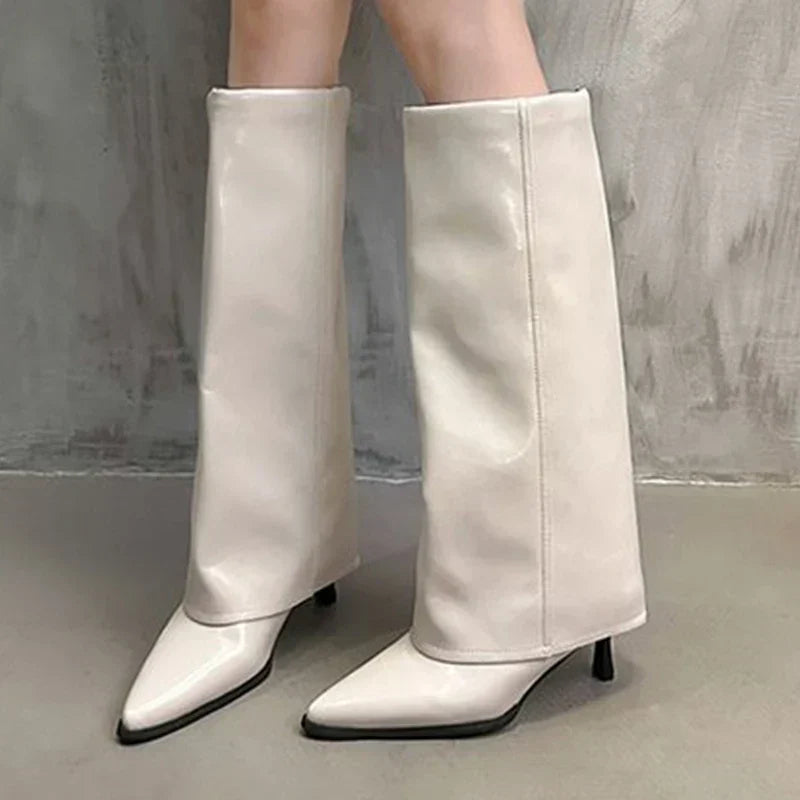 Women's glossy knee-high boots