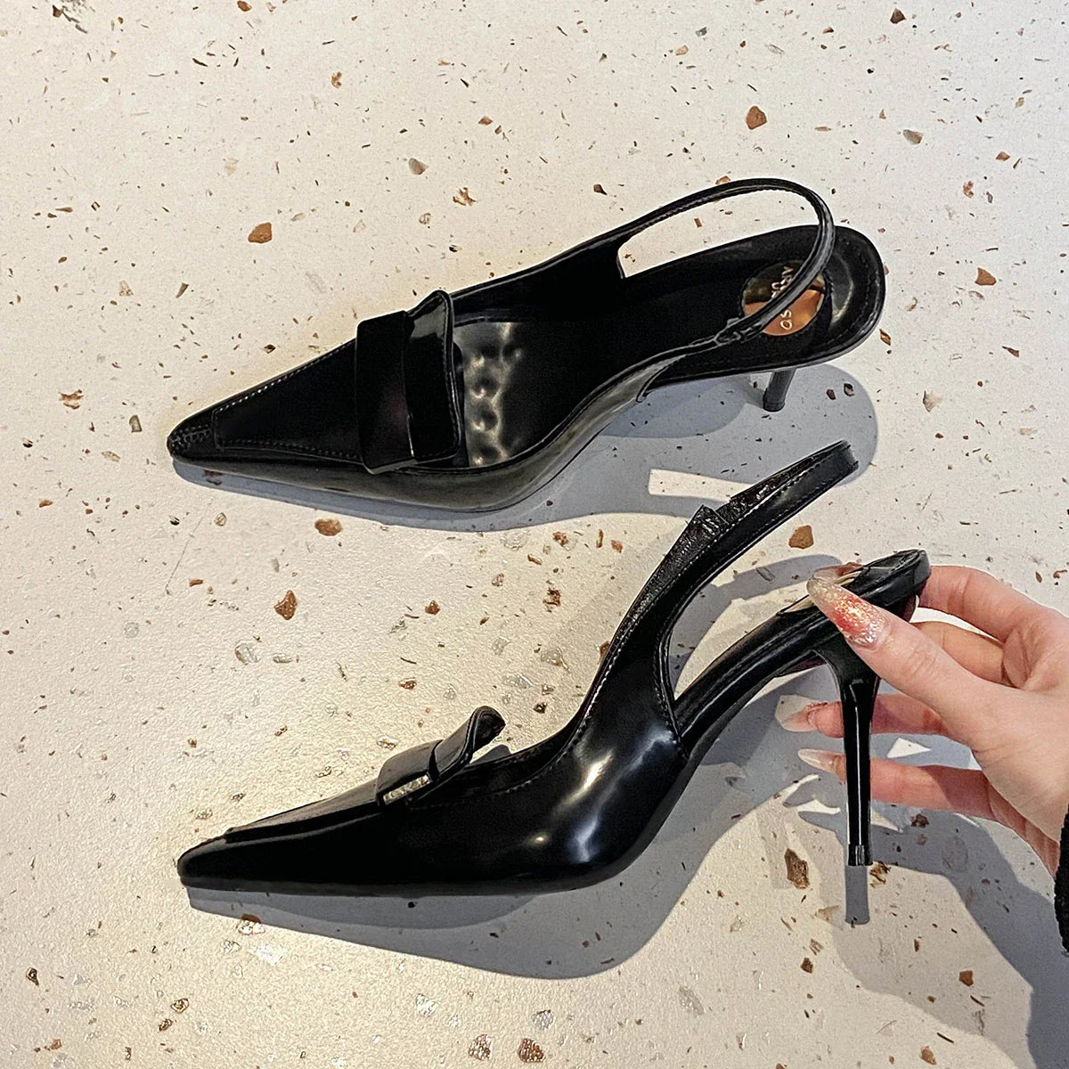 Slingbacks Luxury Sensation Outerwear Mesh Fairy Feel Square Head Elegant Backless Crossbody Shoes