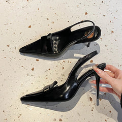Slingbacks Luxury Sensation Outerwear Mesh Fairy Feel Square Head Elegant Backless Crossbody Shoes